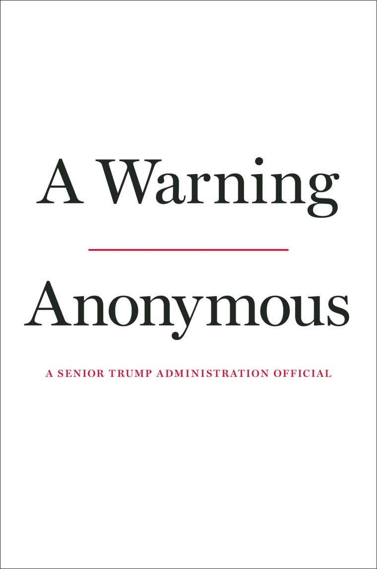 Image: "A Warning," a book from an anonymous senior Trump administration official, will be published by Javelin in November.