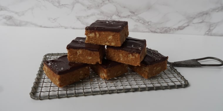 Chocolate Peanut Butter Bars have the sweet, salty flavor of cups and require no baking!