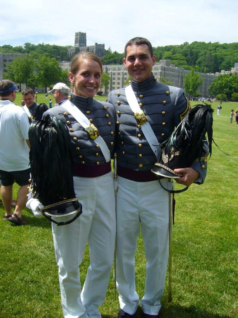 Katie and Dimitri del Castillo celebrate their graduation from the United State Military Academy at West Point, New York.