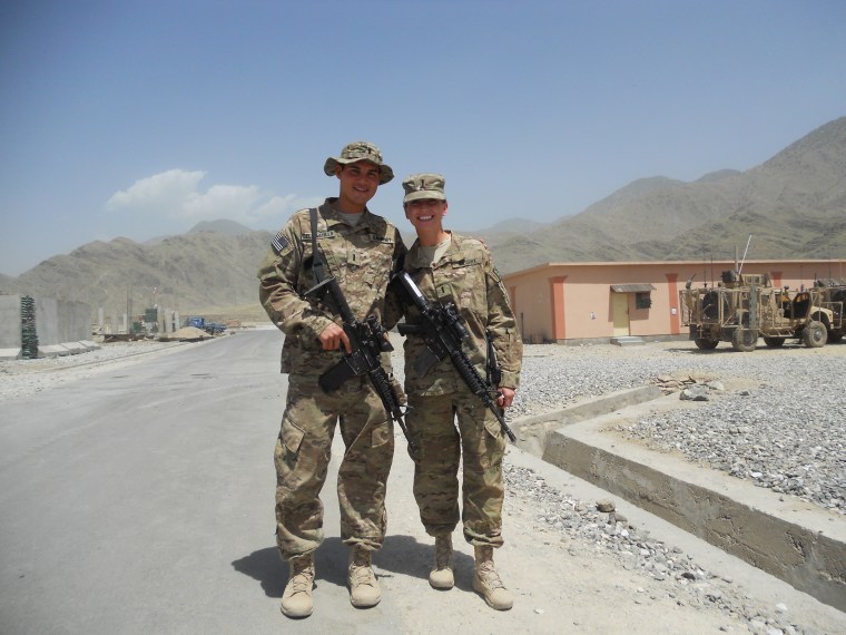 Katie and Dimitri del Castillo celebrate Dimitri's 24th birthday together in Afghanistan.