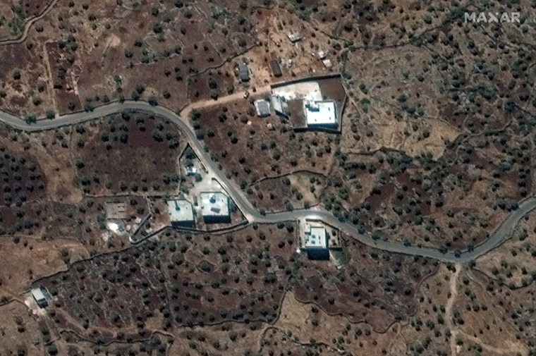 Image: A satellite view of the reported residence of ISIS leader, Abu Bakr al-Baghdadi near the village of Barisha