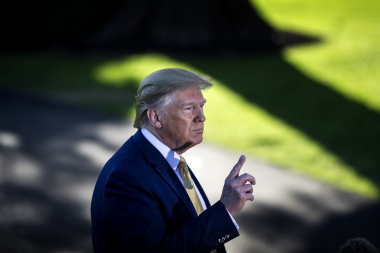 Image: President Donald Trump speaks to the media outside of the White House on Oct. 11, 2019.