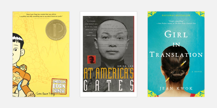 Image: \"American Born Chinese\" by Gene Luen Yang; \"At America's Gates: Chinese Immigration during the Exclusion Era\" by Erika Lee; and \"Girl in Translation\" by Jean Kwok.