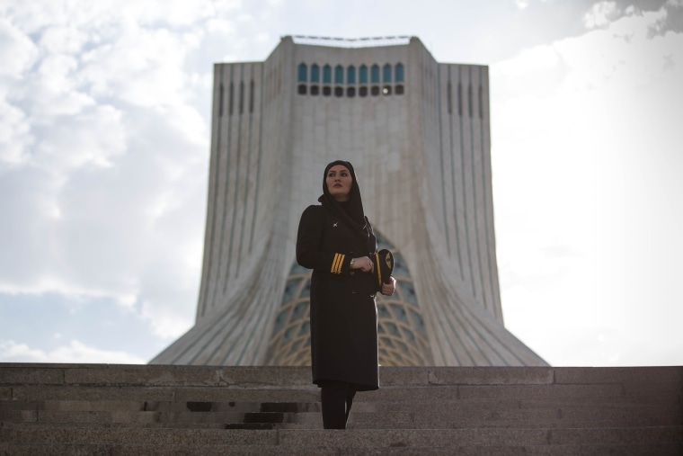 Dastjerdi stands in front of Tehran's Azadi Tower, a symbol of freedom June 1, 2017. She asked to be pictured in this spot, saying women in Iran should fight for their rights and their freedom.