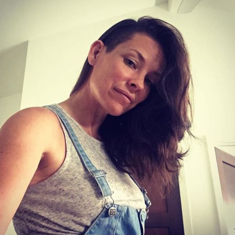 Evangeline Lilly shared an in-progress pic of her bold new style.