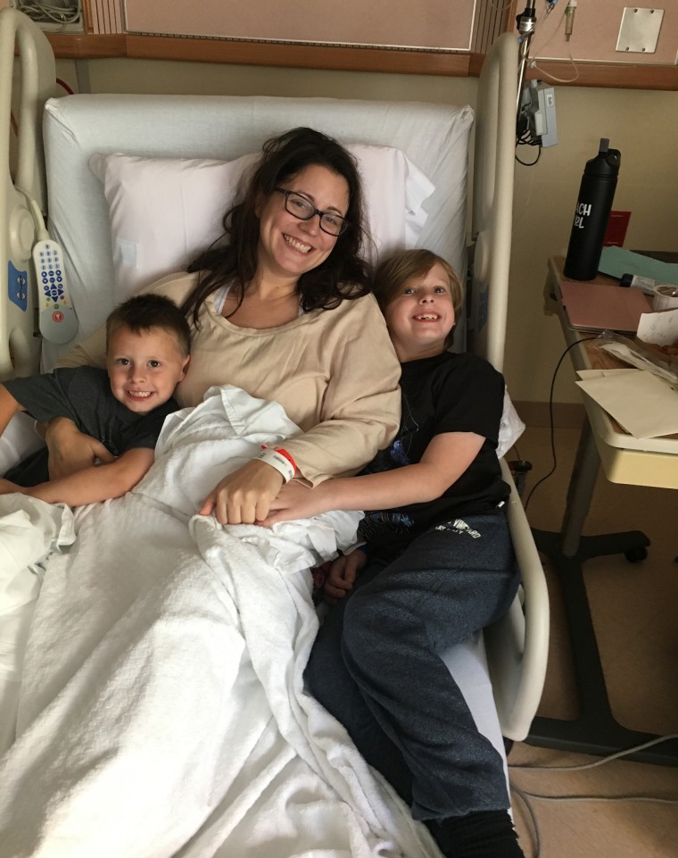 Andrea Alberto with her sons Ben Brooks, 4, and Jack Brooks, 8.