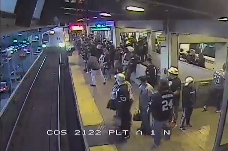 The dramatic platform video of Transportation Supervisor John O'Connor, who has has worked at BART for more than 20 years, saving a man's life at the Coliseum station Sunday night.