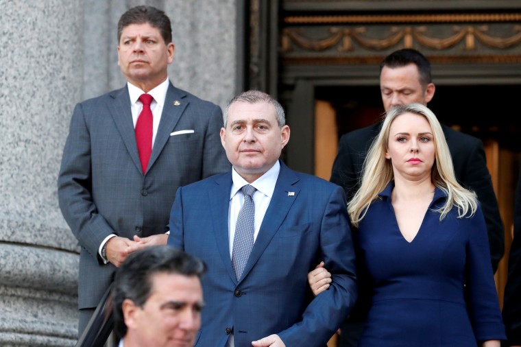 Image: Ukrainian-American businessman Lev Parnas exits following his arraignment at the United States Courthousein New York