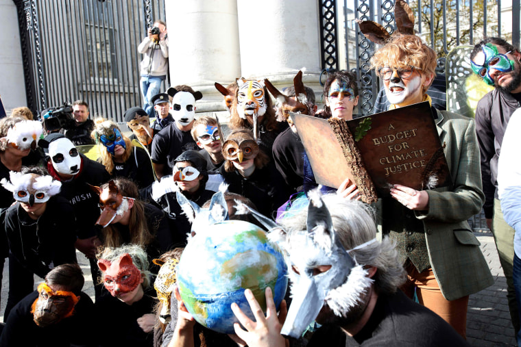 Image: Climate protesters outside Government Buildings in Dublin
