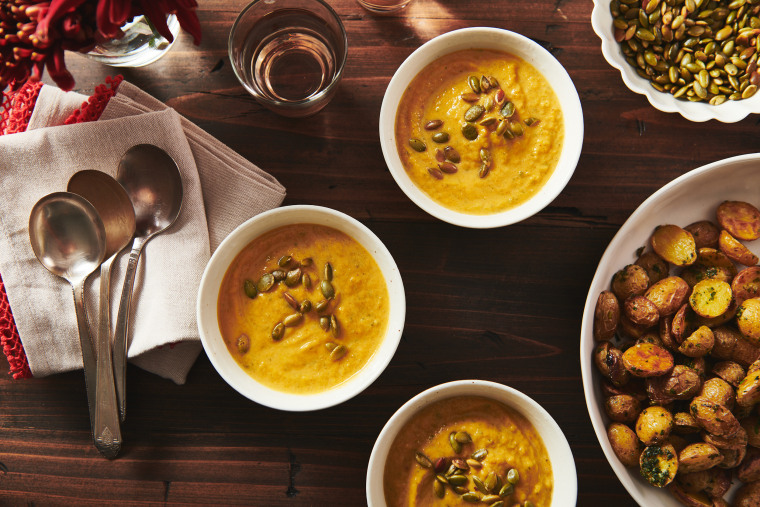 Roasted butternut and leek soup with cumin and coriander