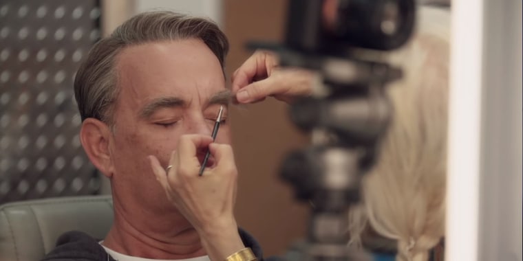 Tom Hanks gets Fred Rogers' "distinct eyebrows" for his role in "A Beautiful Day in the Neighborhood."