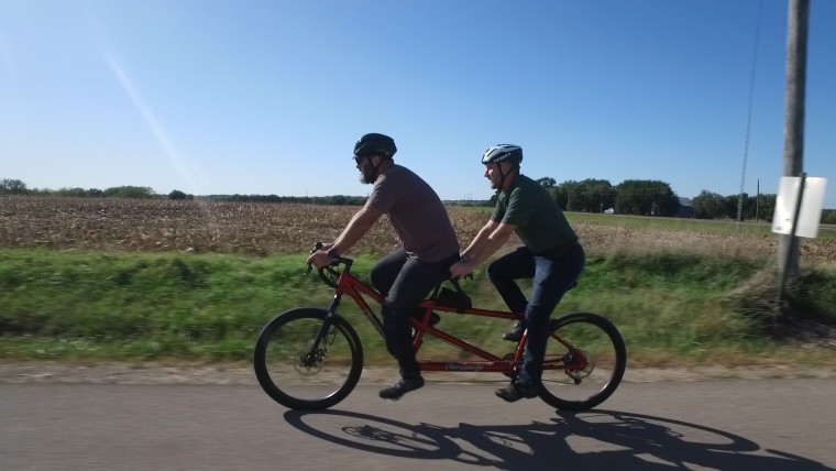 Despite being blind, Tim Hornik is still an avid biker.