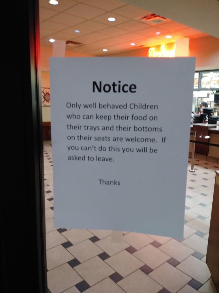 An Arby's in Minnesota posted a sign that said some children were not welcome.