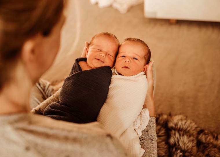 Morgan Miller and her newborn twins