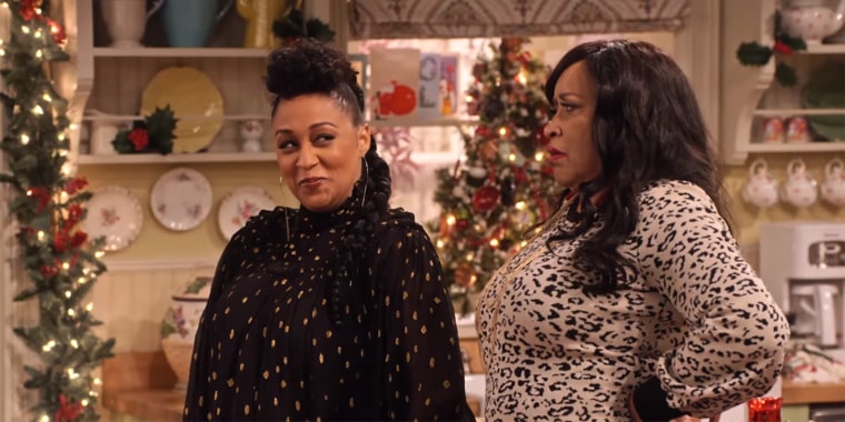Tia Mowry-Hardrict and Jackee Harry in "A Family Reunion Christmas."
