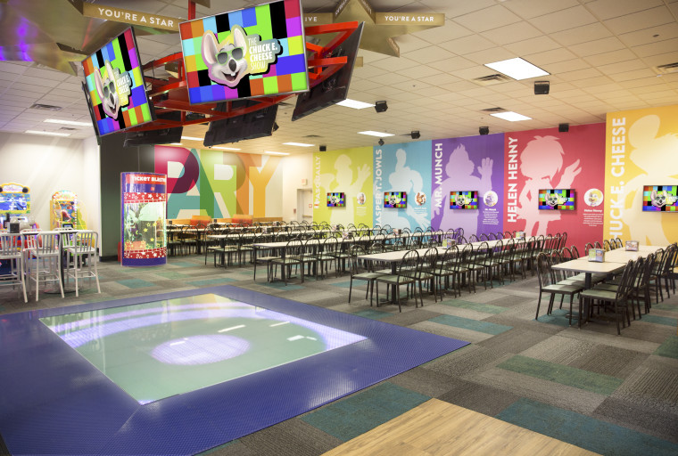 Chuck E. Cheese restaurants now have new, interactive dance floors. 