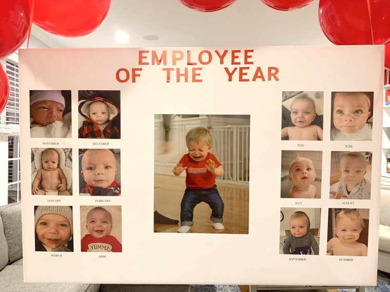 To celebrate Mason's 1st birthday, the Gonzalez family named him employee of the year.