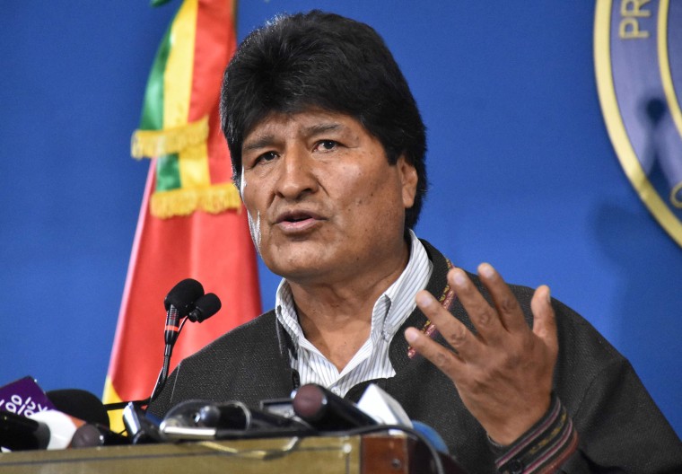 Image: Bolivian President Evo Morales speaking during a press conference in El Alto,