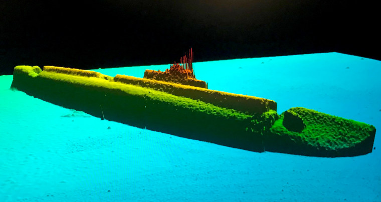 Image: A sonar image of the USS Grayback at a depth of 1,400 feet.