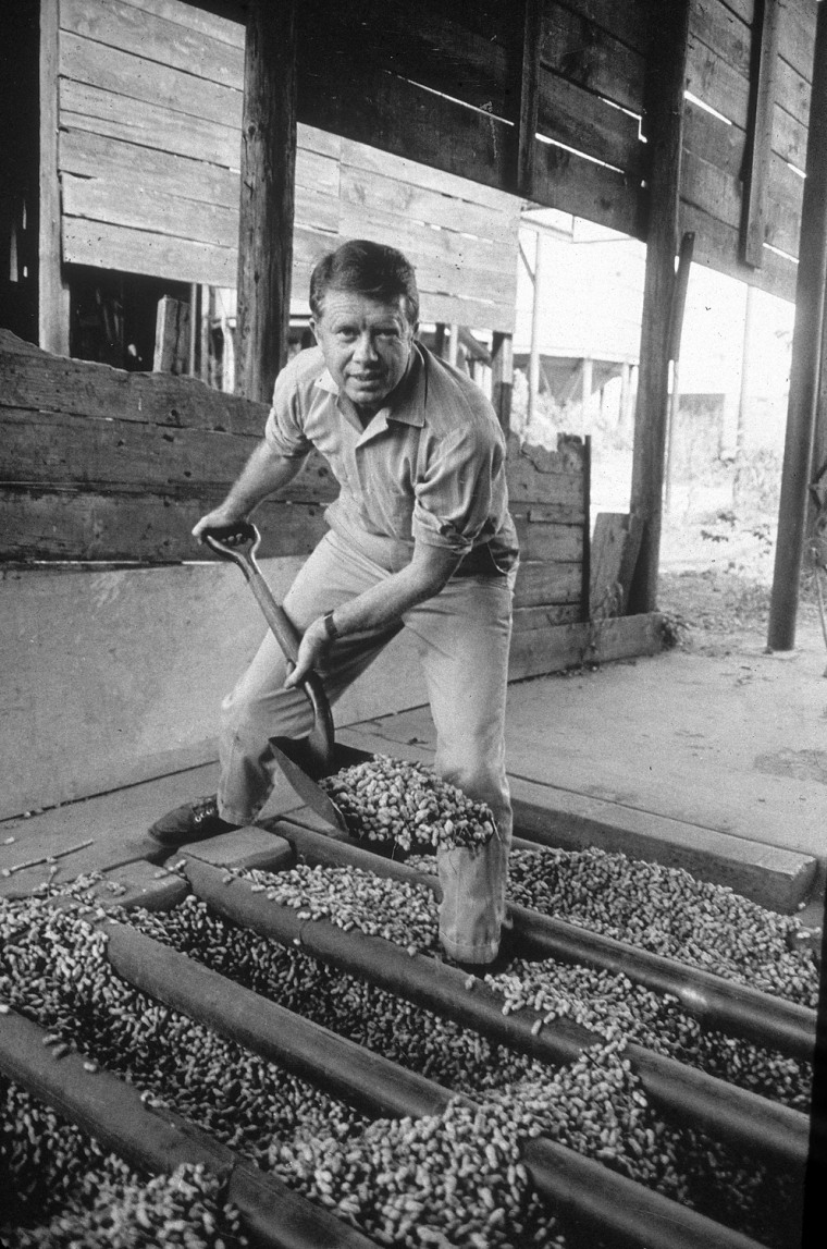 Image: Jimmy Carter Shovels Peanuts, GA, 1970s.