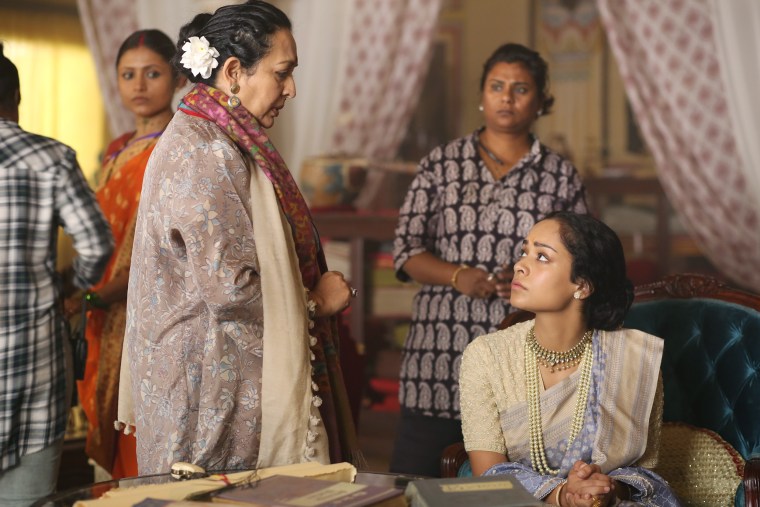 Swati Bhise and Devika Bhise on the set of "Warrior Queen of Jhansi."