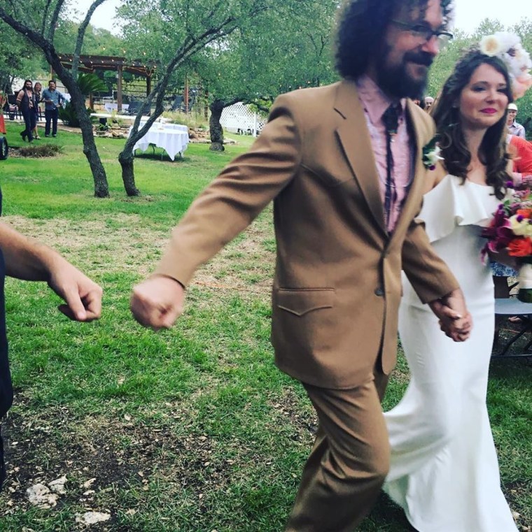 Corey Cottrell and his wife Amethyst at their 2018 wedding in Austin, Texas
