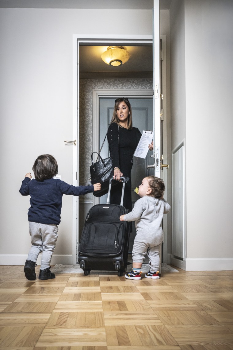 Yasmin Vossoughian and her sons Azur and Noor Clifford.