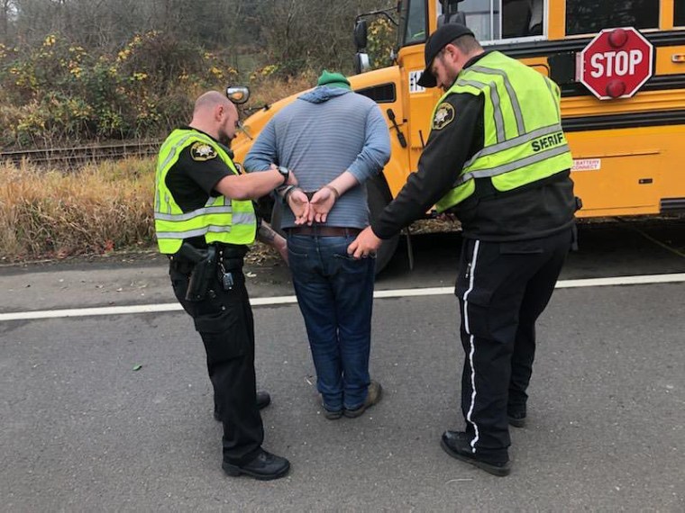 Jonathan C. Gates was arrested for DUI-controlled substance after a traffic crash involving a school bus, outside Portland, Ore. on Nov. 13, 2019.
