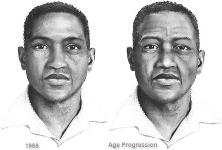 Image: A 1998 sketch and age progression sketch of the Potomoc River rapist suspect.