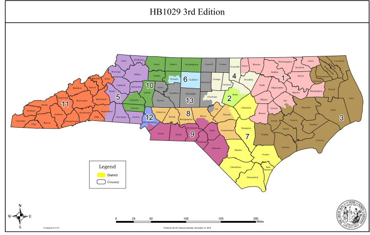 New Congressional map passed by North Carolina's legislature.