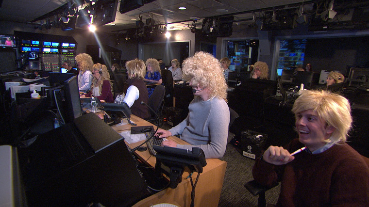 TODAY Control Room wearing Dolly Parton wigs