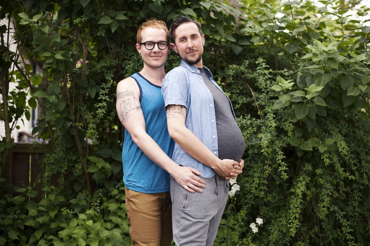 (L-R) Biff Chaplow and Trystan Reese earlier this year, when Reese was pregnant. 