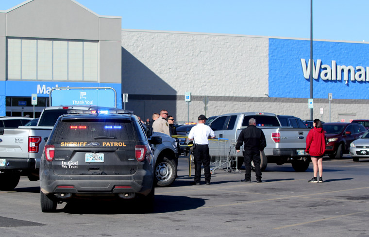 Image: Three people, including a shooter, are dead following a shooting in Duncan, Okla., on Nov. 18, 2019.