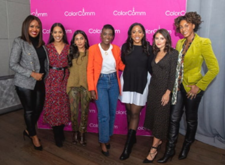 From left to right: Alencia Johnson, Erica Lovett, Zara Rahim, Nikki Ogunnaike, Lauren Wesley Wilson, Daniela Pierre-Bravo, Brook Devard Ozaydinli at the ColorComm Next Generation Summit in New York City on Nov. 15.