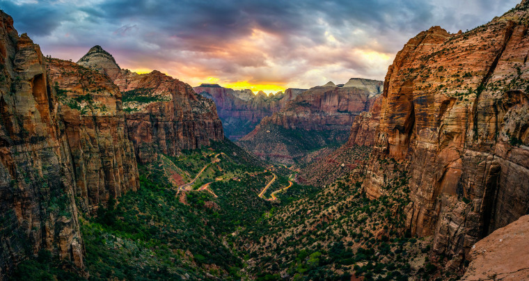 Image: Zion national park from Canyon overlook trail at sunset. Utah.