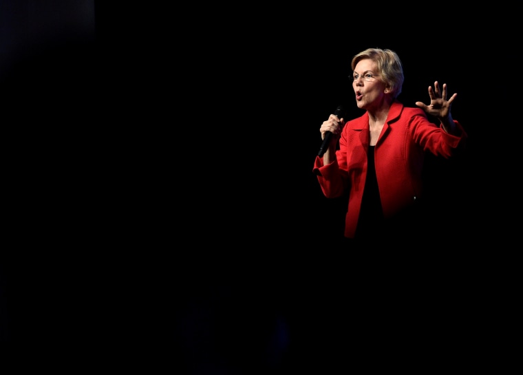 Image: Sen. Elizabeth Warren, D-MA, speaks at an event in Las Vegas on Nov. 17, 2019.