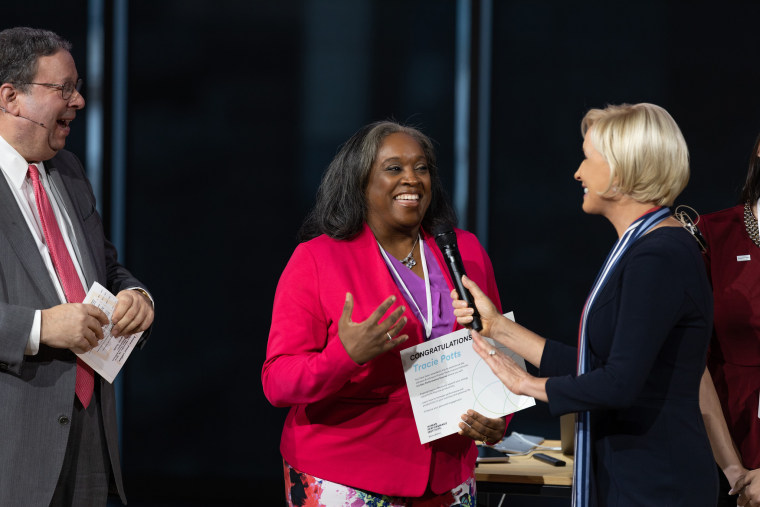 Tracie Potts, an NBC correspondent based in the Washington D.C. metro area, was one of four employees at the event to win a trip to the Johnson &amp; Johnson Performance Institute in Orlando, Florida -- to help take her leadership to the next level.