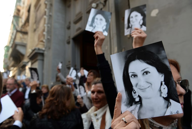 Image: People leave the church of St Francis, after the Archbishop of Malta celebrated mass in memory of murdered journalist Daphne Caruana Galizia on the sixth month anniversary of her death in Valletta, Malta