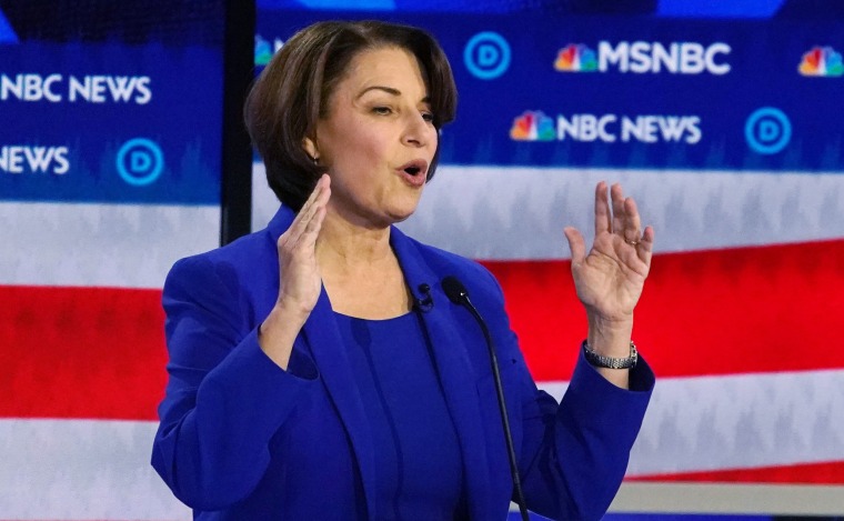 Image: Senator Amy Klobuchar speaks during the U.S. Democratic presidential candidates debate at the Tyler Perry Studios in Atlanta