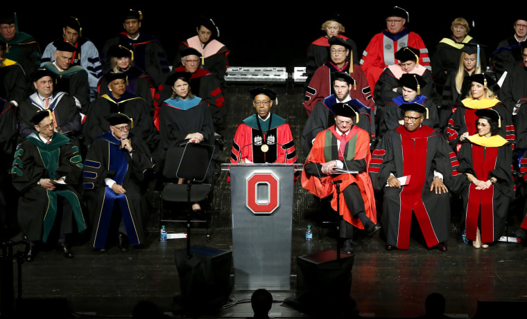 Ohio State president Dr. Michael V. Drake speaks during his investiture at Mershon Auditorium on March 31, 2015, in Columbus, Ohio.