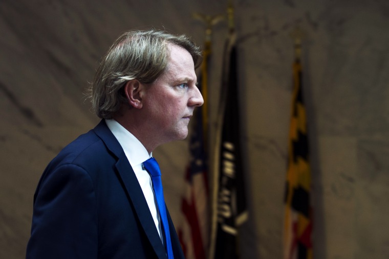 Image: White House counsel Don McGahn on Capitol Hill in Washington on Aug. 21, 2018.