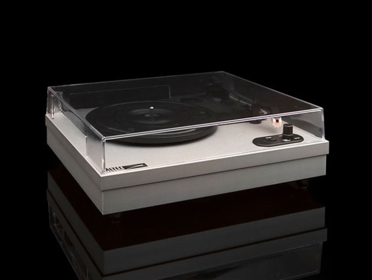 The Altec Lansing ALT-500 Turntable features built-in speakers and Bluetooth connectivity.
