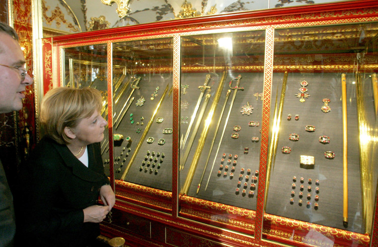 Image: German Chancellor Angela Merkel during a visit to the Green Vault in Dresden in September 2006