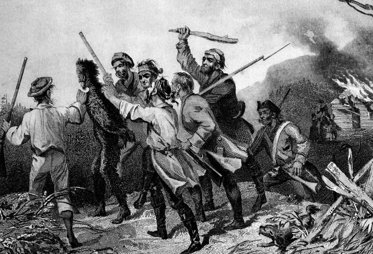 Image: Rebels tar and feather a federal tax collector during the Whiskey Rebellion in Pennsylvania in 1794.