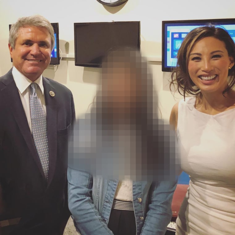 Mina Chang and Congressman Mike McCaul, posted on Instagram June 6, 2018. Photo blurred by NBC News.