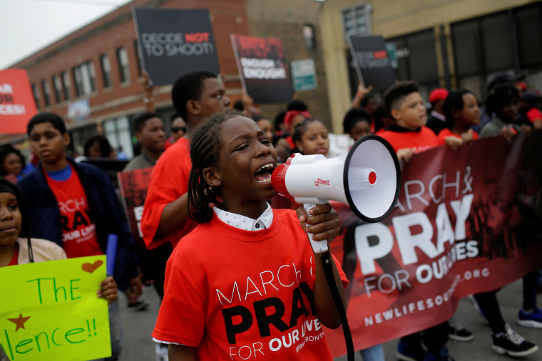 Pastor John Hannah of New Life Covenant Church leads a march and pray for our lives against gun violence in Chicago