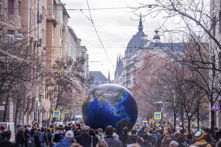 Image: Following the call of Fridays For Future Hungary and Extinction Rebellion Hungary young environmentalists demonstrate to demand measures against climate change in Budapest, Hungary,