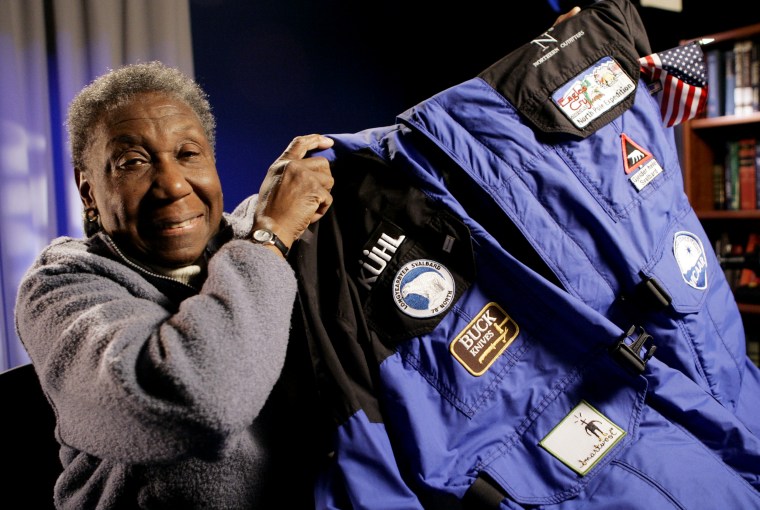 Image: Barbara Hillary shows the parka she wore to her trip to the North Pole during a 2007 interview in New York.