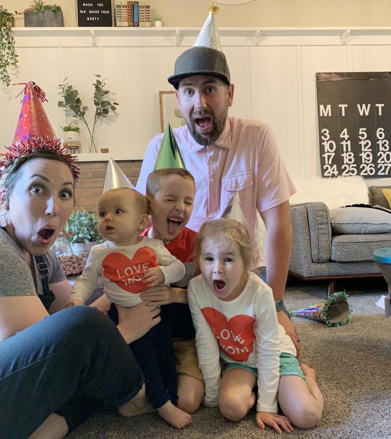 Emilie Orton and her husband, Nick Orton,  with their kids, Norah, Cole and Remi. 