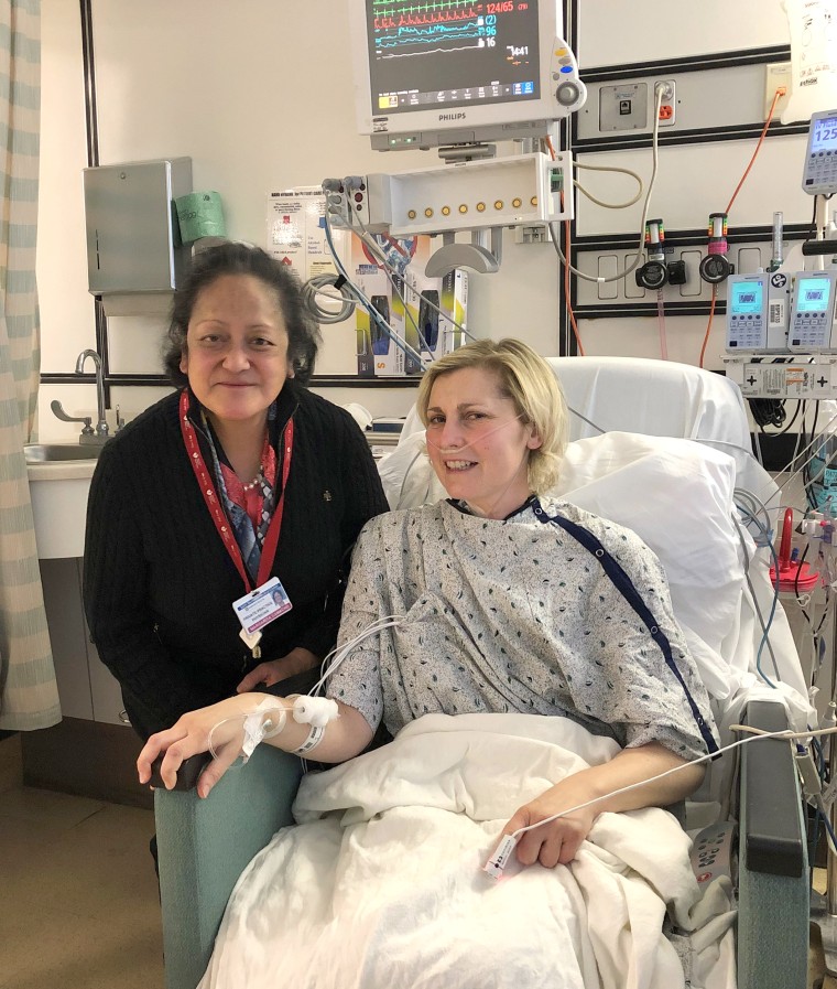 Mary-Margaret Robbins with Dr. Margarita Camacho on the day of her heart transplant in March, 2018 at Newark Beth Israel Medical Center in New Jersey. 